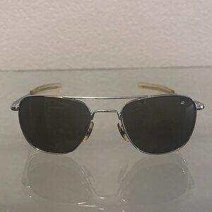 Vintage American Optical Original Pilot Sunglasses 5½ Chrome USA Made w/ Case